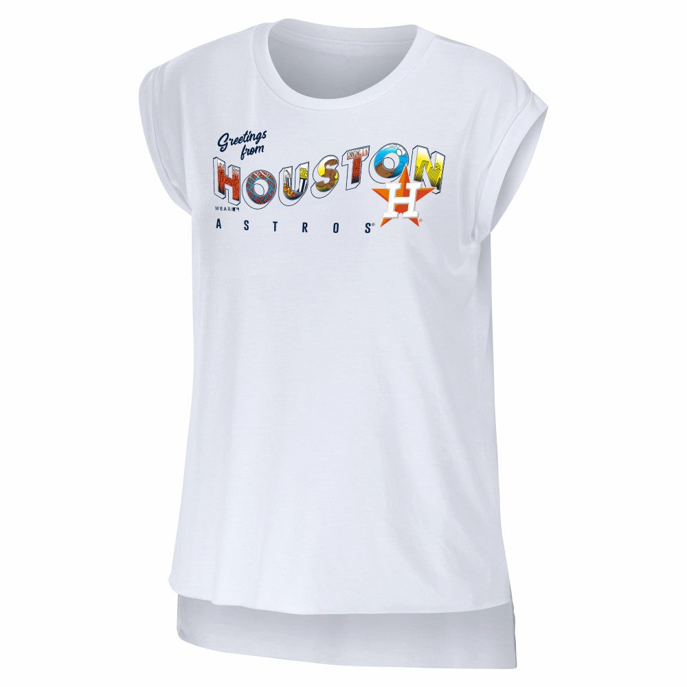Houston Astros WEAR by Erin Andrews Women's Greetings From T-Shirt - White T-shirts