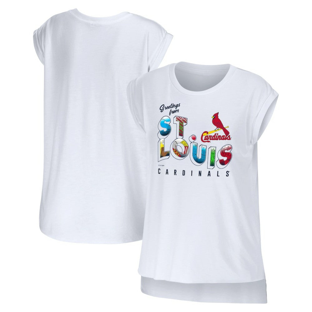 St. Louis Cardinals WEAR by Erin Andrews Women's Greetings From T-Shirt - White T-shirts