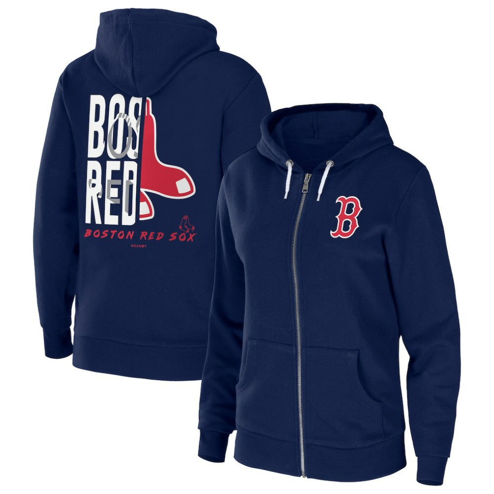 Boston Red Sox WEAR by Erin Andrews Women's Sponge Fleece Full-Zip Hoodie - Navy Hoodies