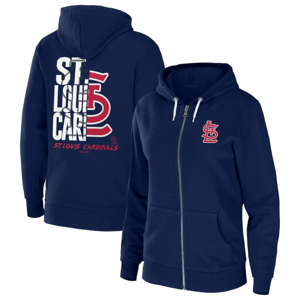 St. Louis Cardinals WEAR by Erin Andrews Women's Sponge Fleece Full-Zip Hoodie - Navy Hoodies