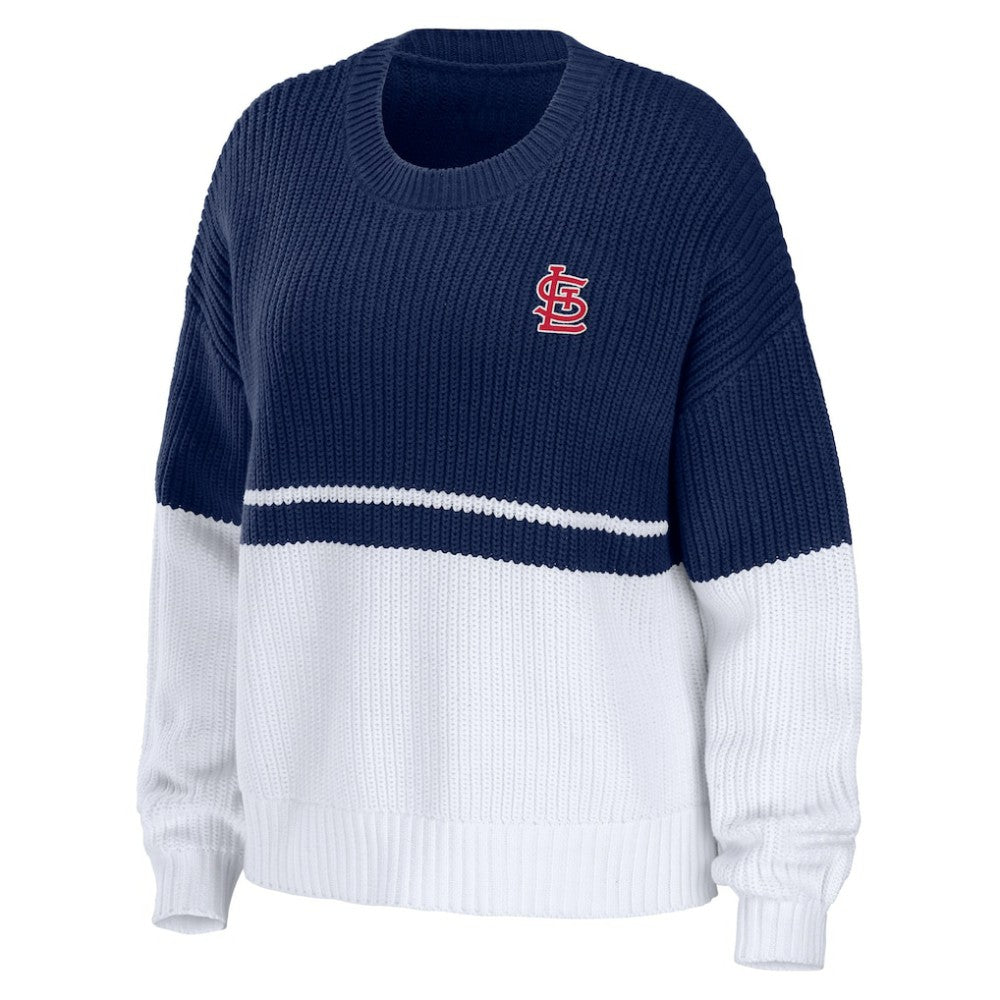 St. Louis Cardinals WEAR by Erin Andrews Women's Chunky Pullover Sweatshirt - Navy/White Pullover