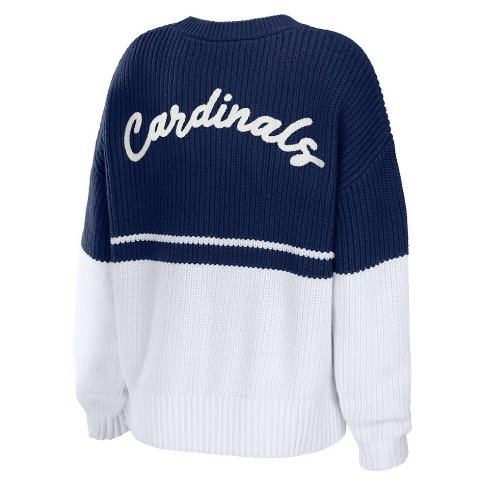 St. Louis Cardinals WEAR by Erin Andrews Women's Chunky Pullover Sweatshirt - Navy/White Pullover