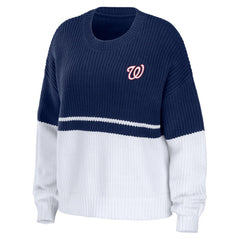 Washington Nationals WEAR by Erin Andrews Women's Chunky Pullover Sweatshirt - Navy/White Pullover