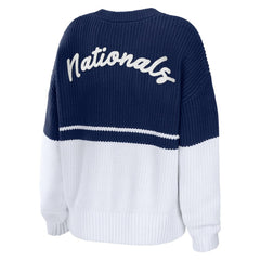 Washington Nationals WEAR by Erin Andrews Women's Chunky Pullover Sweatshirt - Navy/White Pullover
