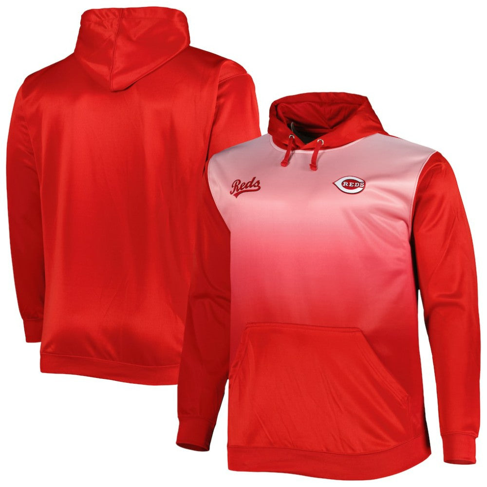 Cincinnati Reds Fade Sublimated Fleece Pullover Hoodie - Red Hoodies