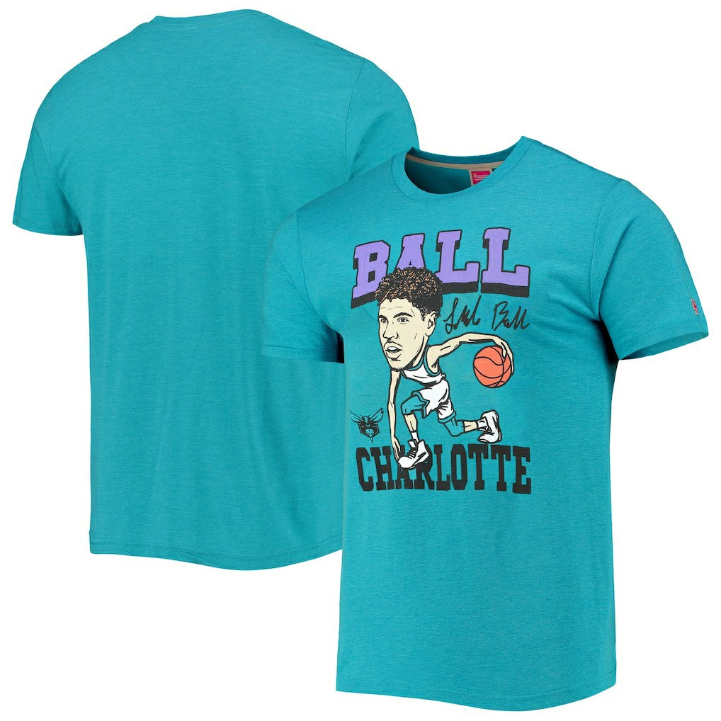 LaMelo Ball Charlotte Hornets Homage Caricature Tri-Blend T-Shirt Heathered Teal