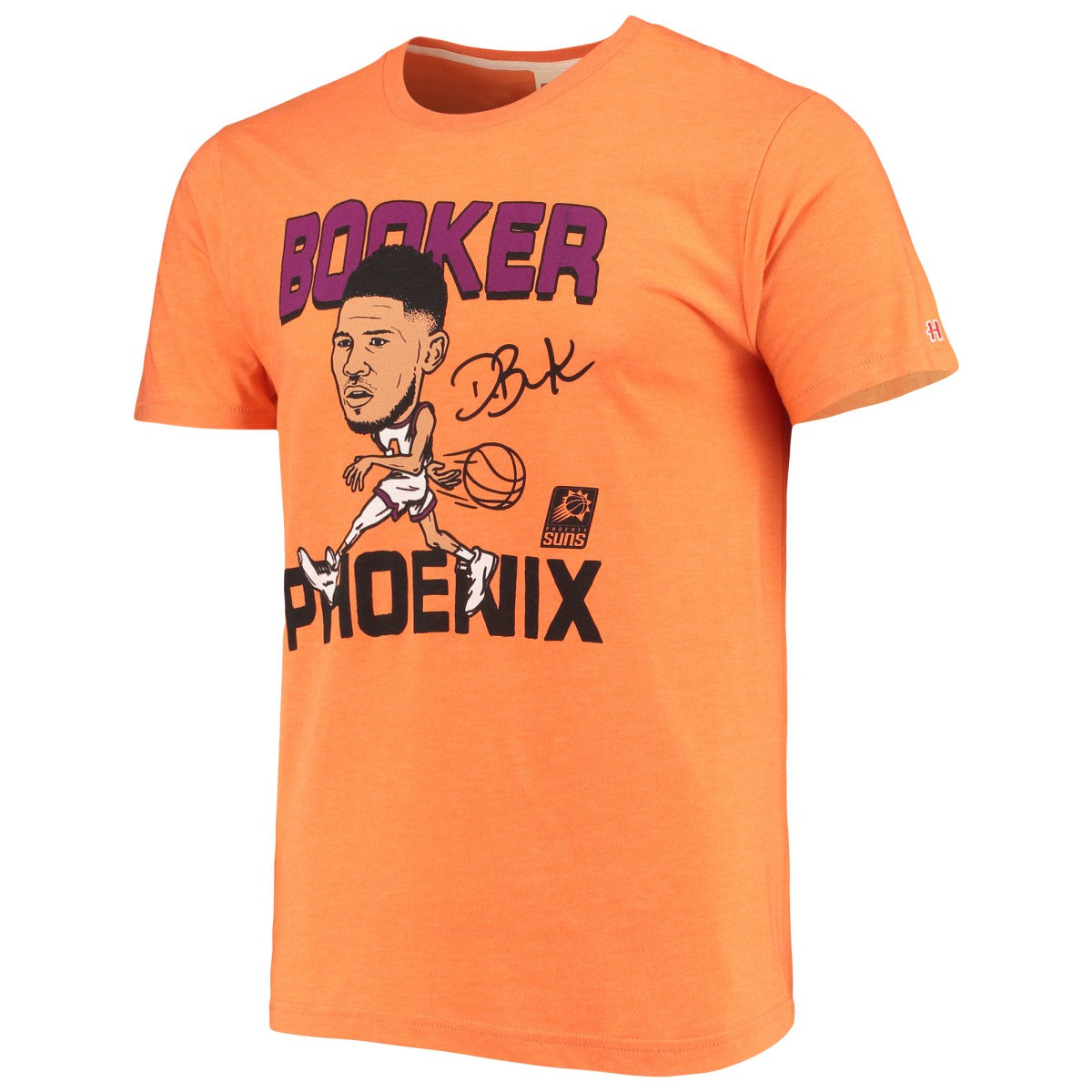 Devin Booker Phoenix Suns Homage Caricature Tri-Blend T-Shirt Heathered Orange
