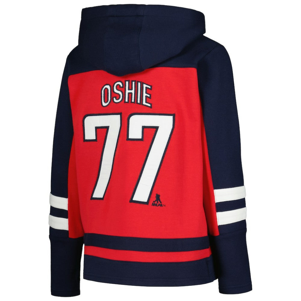 NHL TJ Oshie Washington Capitals Youth Ageless Must-Have V-Neck Name & Number Pullover Hoodie - Red