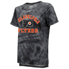 NHL Philadelphia Flyers Majestic Threads Women's Boyfriend Tie-Dye Tri-Blend T-Shirt - Black