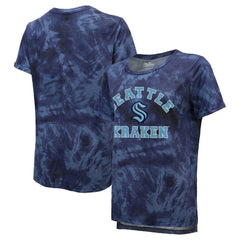 NHL Seattle Kraken Majestic Threads Women's Boyfriend Tie-Dye T-Shirt - Deep Sea Blue