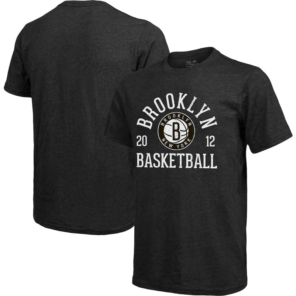 Brooklyn Nets Majestic Threads Ball Hog Tri-Blend T-Shirt Heathered Black