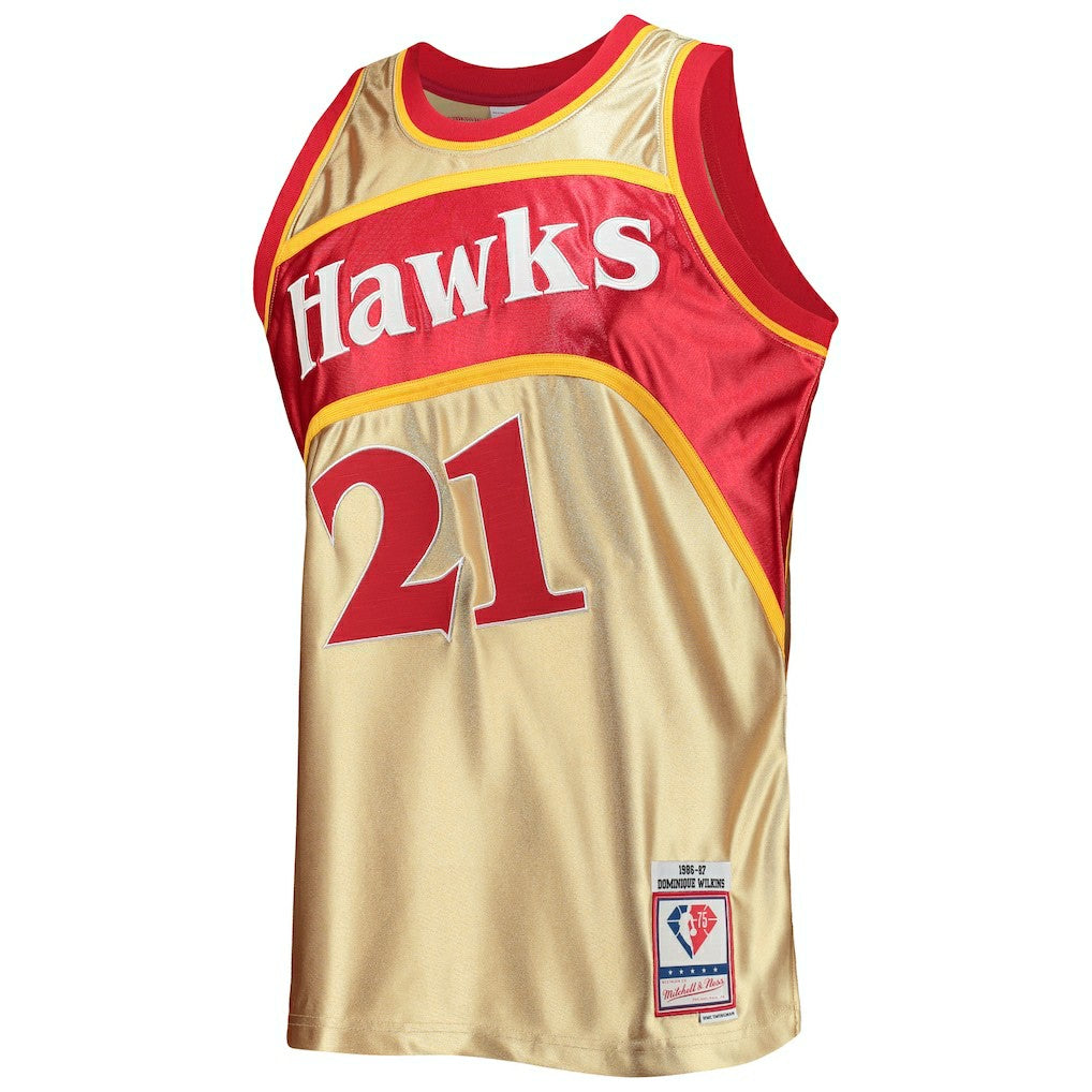 Dominique Wilkins Atlanta Hawks 75th Anniversary 1986/87 Hardwood Classics Swingman Jersey Gold