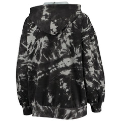 Philadelphia 76ers Majestic Threads Women's Burble Tie-Dye Tri-Blend Pullover Hoodie Black