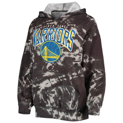 Golden State Warriors Majestic Threads Women's Burble Tie-Dye Tri-Blend Pullover Hoodie Black