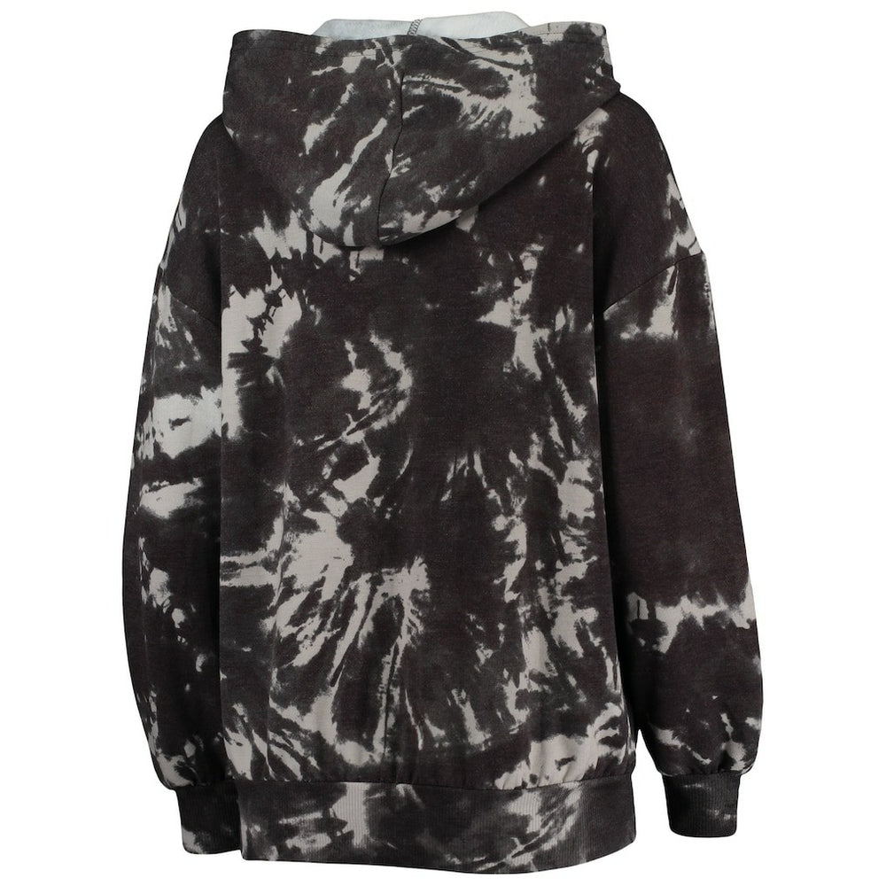 Brooklyn Nets Majestic Threads Women's Burble Tie-Dye Tri-Blend Pullover Hoodie Black