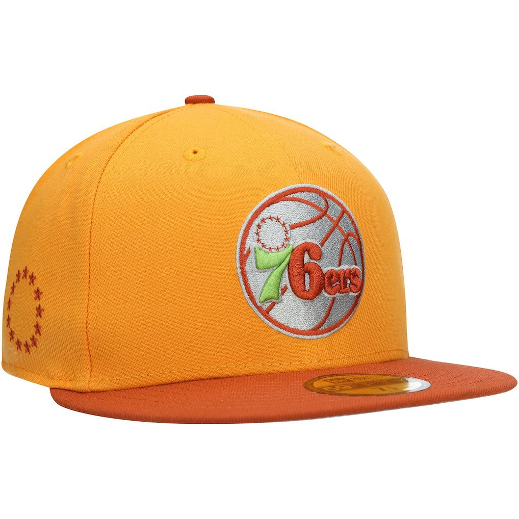 Philadelphia 76ers 59FIFTY Fitted Hat Gold/Rust