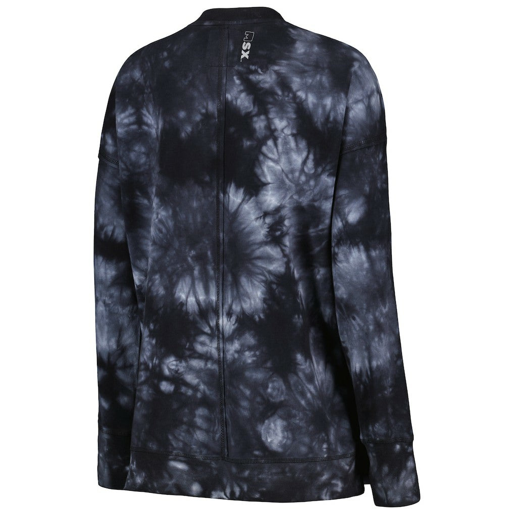 Las Vegas Raiders MSX by Michael Strahan Women's Bailey Tie-Dye Pullover Sweatshirt Black