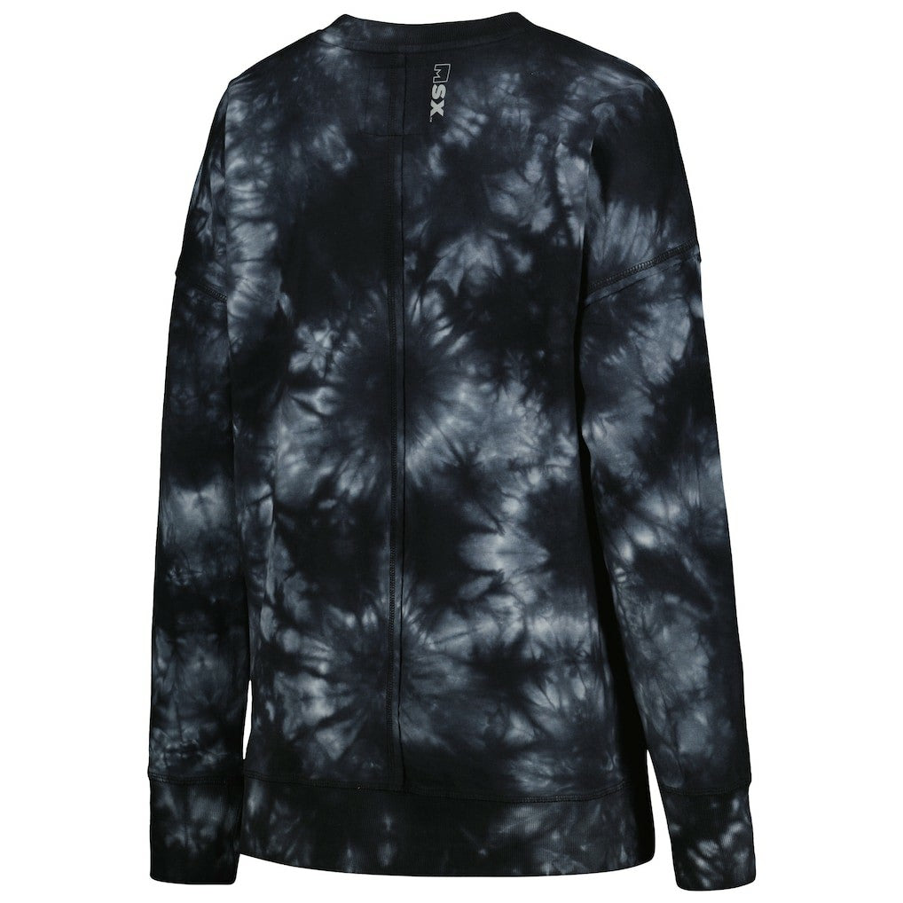 Green Bay Packers MSX by Michael Strahan Women's Bailey Tie-Dye Tri-Blend Pullover Sweatshirt Black