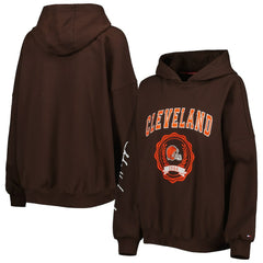 Cleveland Browns Tommy Hilfiger Women's Becca Drop Shoulder Pullover Hoodie Brown