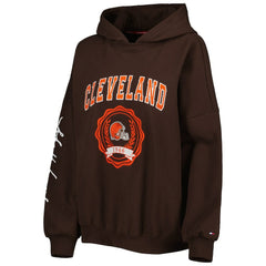 Cleveland Browns Tommy Hilfiger Women's Becca Drop Shoulder Pullover Hoodie Brown