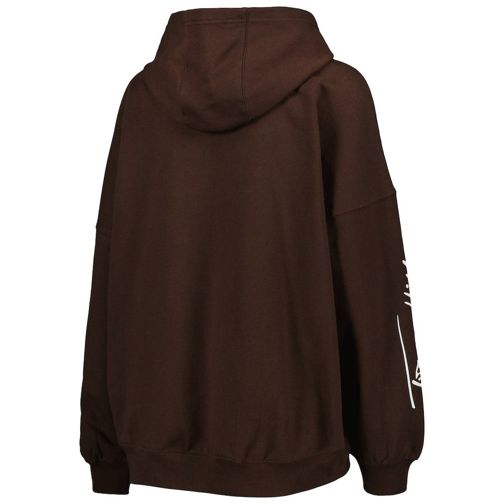 Cleveland Browns Tommy Hilfiger Women's Becca Drop Shoulder Pullover Hoodie Brown