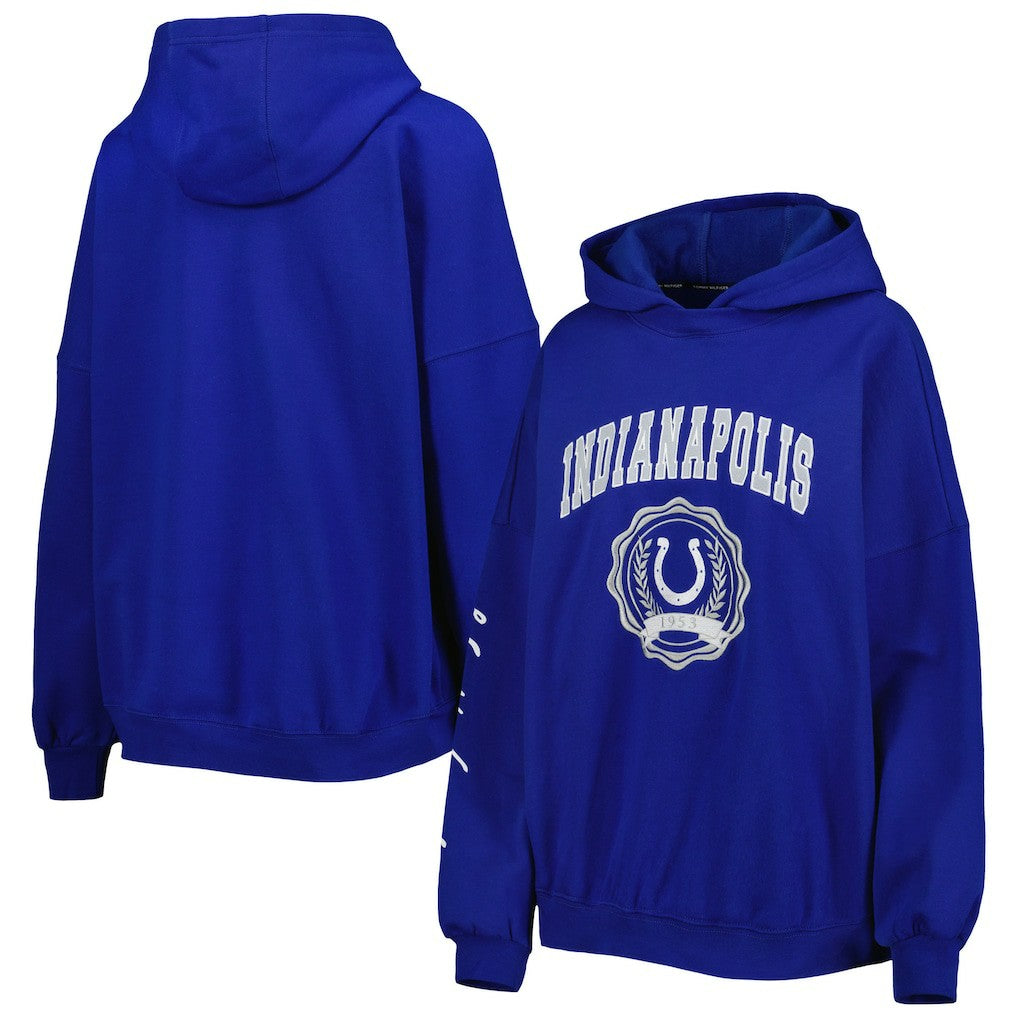 Indianapolis Colts Tommy Hilfiger Women's Becca Drop Shoulder Pullover Hoodie Royal