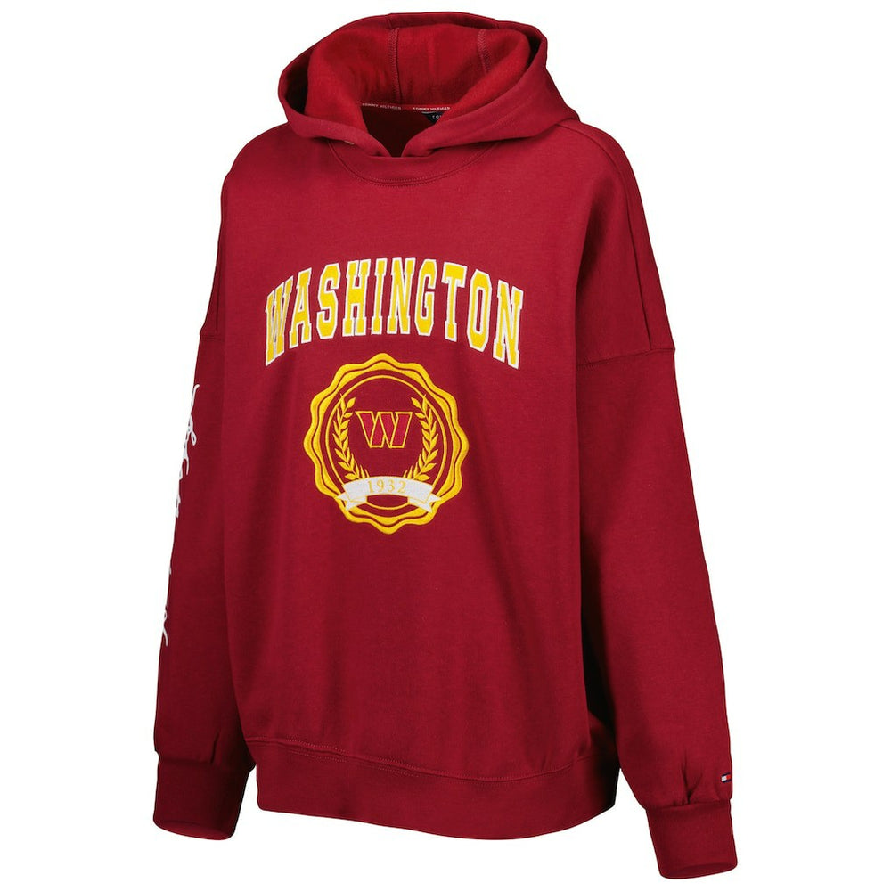 Washington Commanders Tommy Hilfiger Women's Becca Drop Shoulder Pullover Hoodie Burgundy