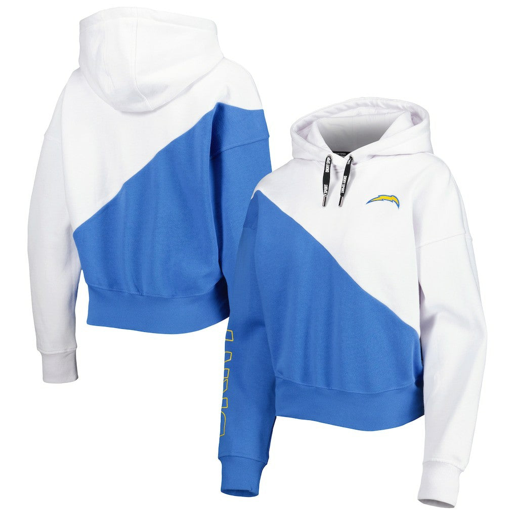 Los Angeles Chargers DKNY Sport Women's Bobbi Color Blocked Pullover Hoodie White/Powder Blue