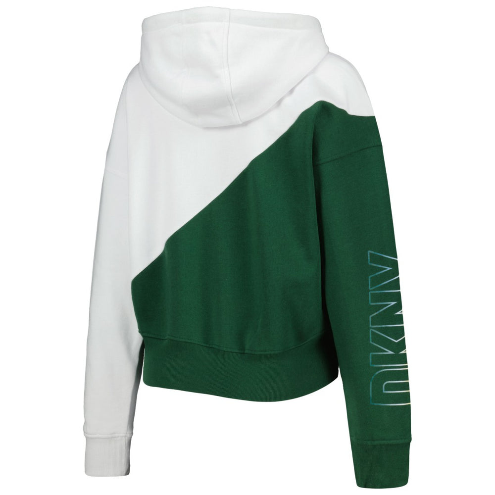 Green Bay Packers DKNY Sport Women's Bobbi Color Blocked Pullover Hoodie White/Green