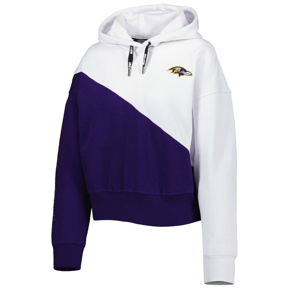 Baltimore Ravens DKNY Sport Women's Bobbi Color Blocked Pullover Hoodie White/Purple
