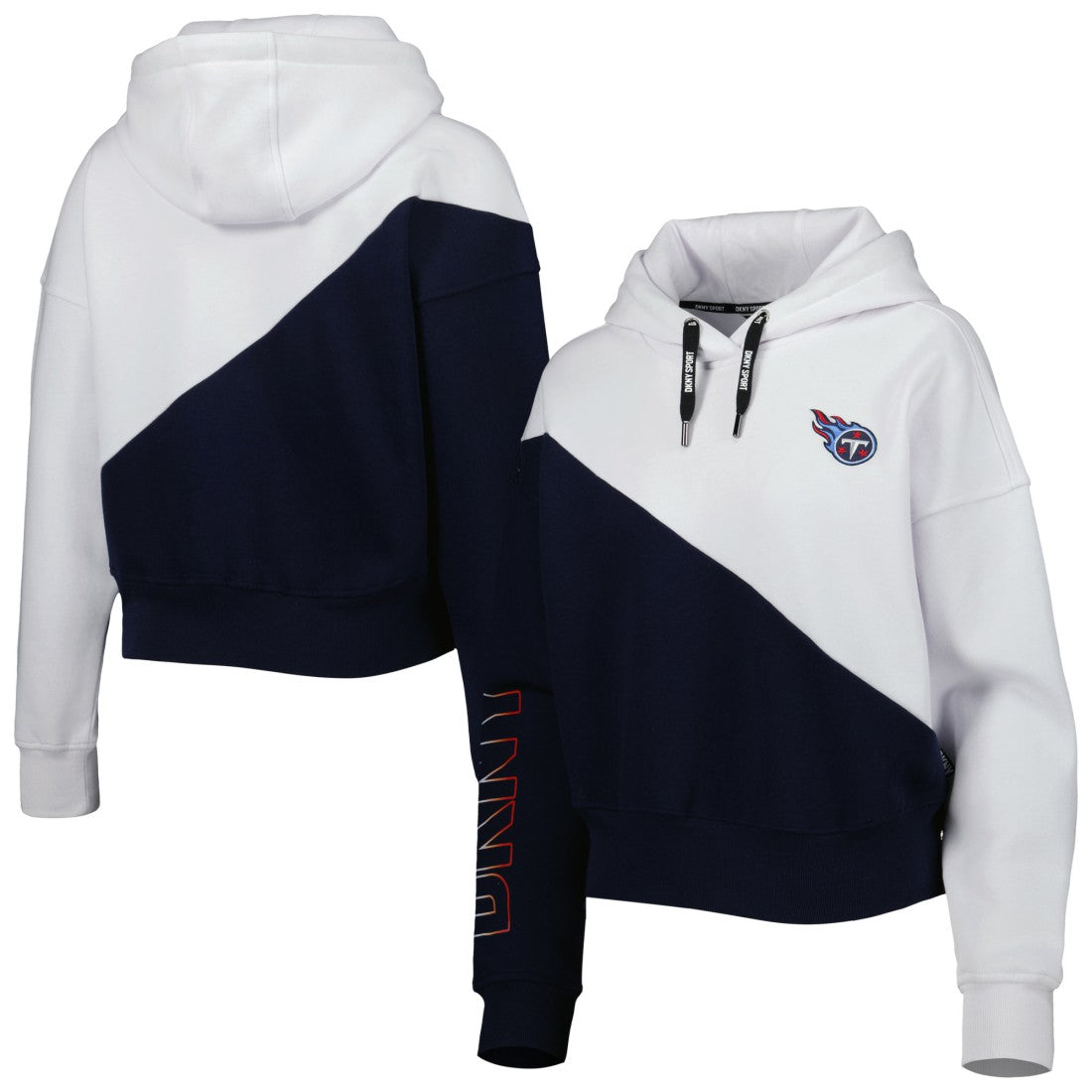 Tennessee Titans DKNY Sport Women's Bobbi Color Blocked Pullover Hoodie White/Navy