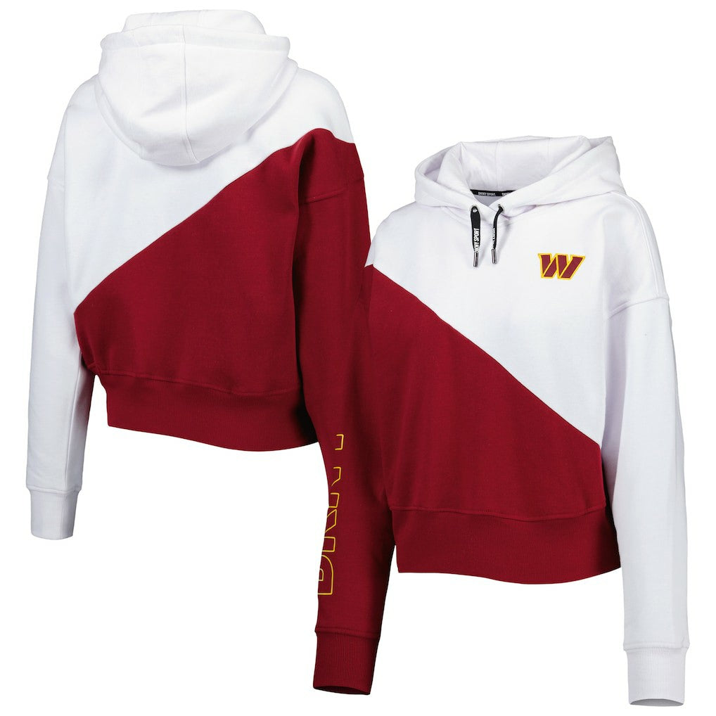 Washington Commanders DKNY Sport Women's Bobbi Color Blocked Pullover Hoodie White/Burgundy