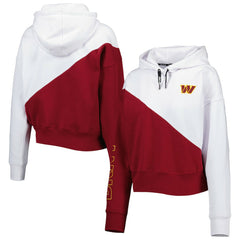 Washington Commanders DKNY Sport Women's Bobbi Color Blocked Pullover Hoodie White/Burgundy