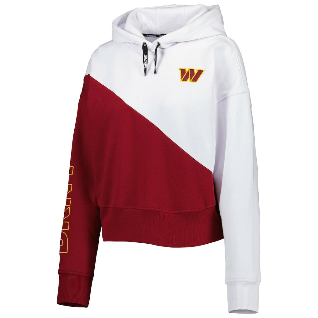 Washington Commanders DKNY Sport Women's Bobbi Color Blocked Pullover Hoodie White/Burgundy