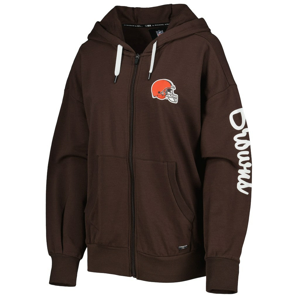 Cleveland Browns MSX by Michael Strahan Women's Emerson Lightweight Full-Zip Hoodie Brown