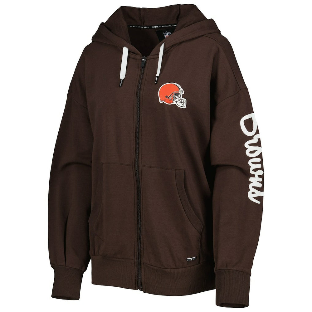 Cleveland Browns MSX by Michael Strahan Women's Emerson Lightweight Full-Zip Hoodie Brown