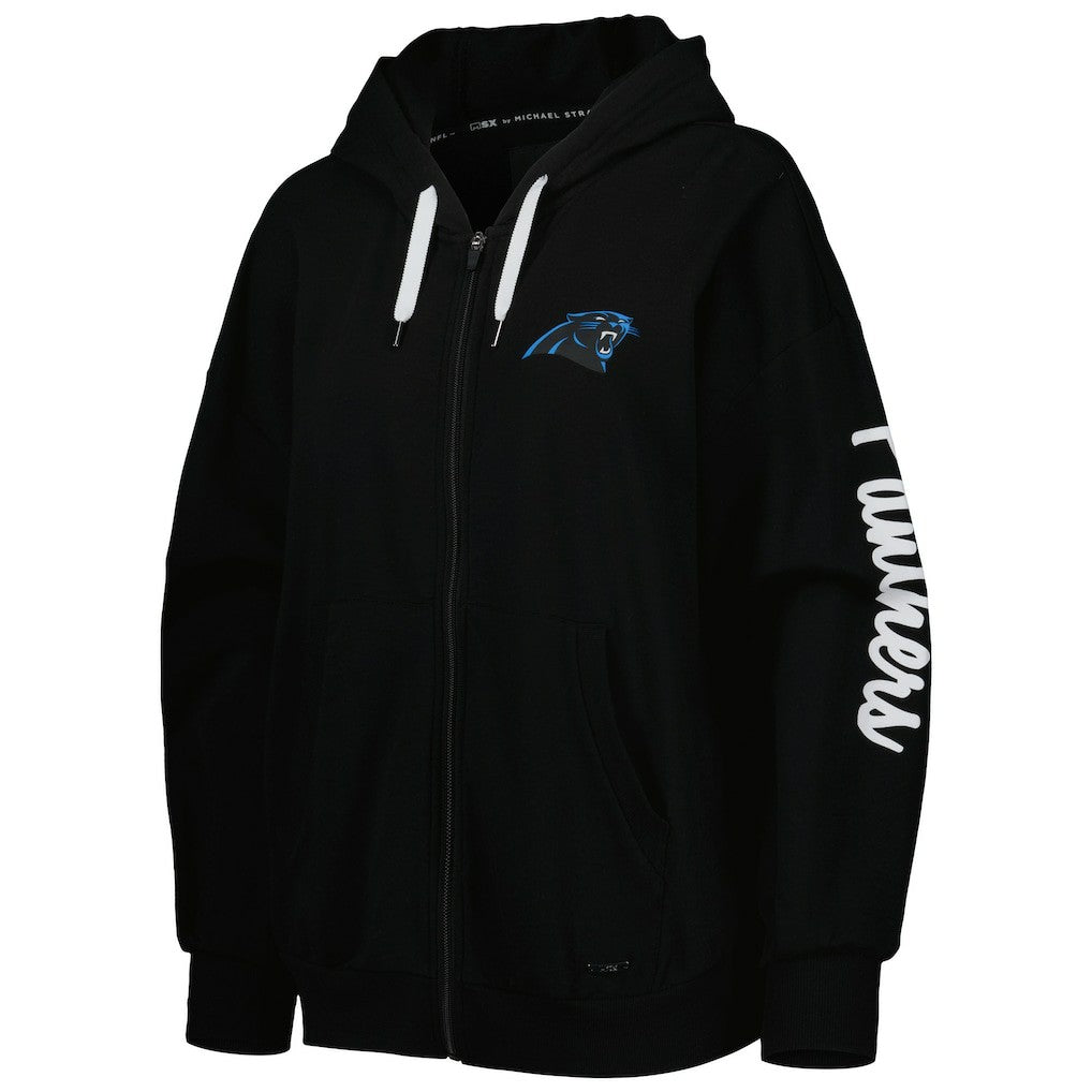 Carolina Panthers MSX by Michael Strahan Women's Emerson Lightweight Full-Zip Hoodie Black