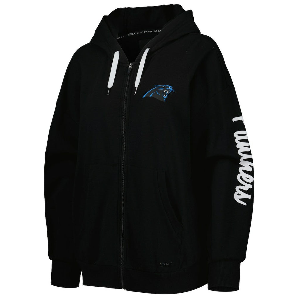 Carolina Panthers MSX by Michael Strahan Women's Emerson Lightweight Full-Zip Hoodie Black