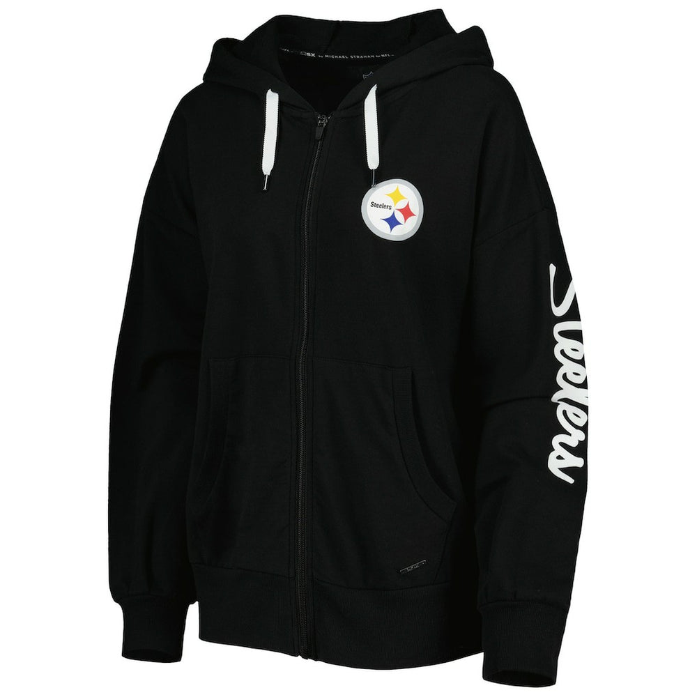 Pittsburgh Steelers MSX by Michael Strahan Women's Emerson Lightweight Full-Zip Hoodie Black
