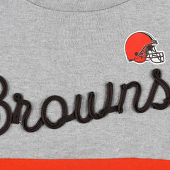 Cleveland Browns Touch Women's Outfield Deep V-Back Waist Length Pullover Sweatshirt Heather Gray/Brown
