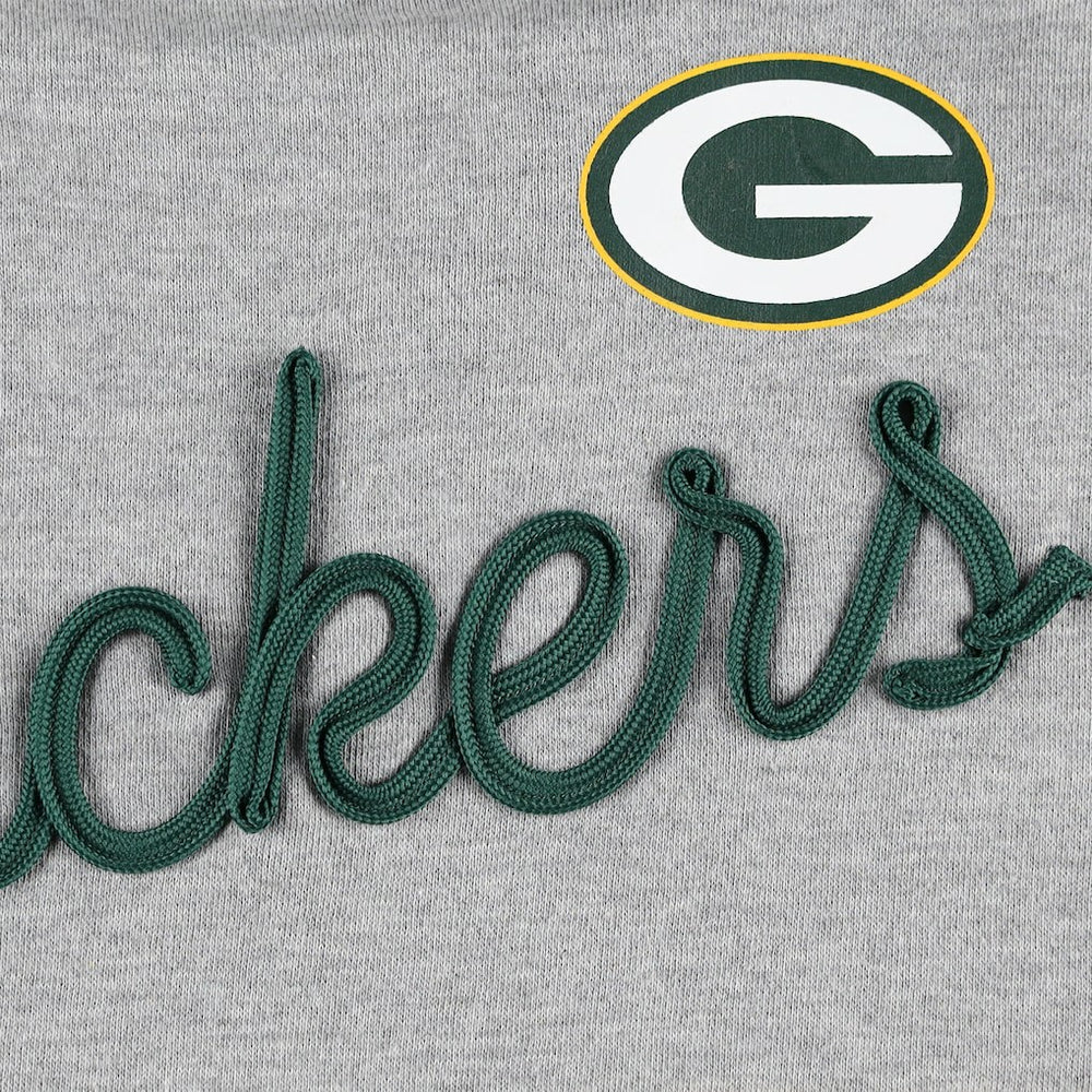 Green Bay Packers Touch Women's Outfield Deep V-Back Waist Length Pullover Sweatshirt Heather Gray/Green