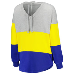 Los Angeles Rams Touch Women's Outfield Deep V-Back Waist Length Pullover Sweatshirt Heather Gray/Royal