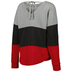 Tampa Bay Buccaneers Touch Women's Outfield Deep V-Back Waist Length Pullover Sweatshirt Heather Gray/Red