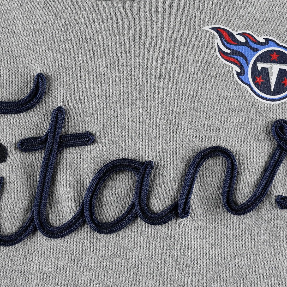 Tennessee Titans Touch Women's Outfield Deep V-Back Waist Length Pullover Sweatshirt Heather Gray/Navy