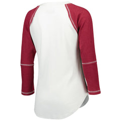 Washington Commanders Touch Women's Rebel Raglan Tri-Blend 3/4-Sleeve Lace-Up V-Neck T-Shirt White/Burgundy