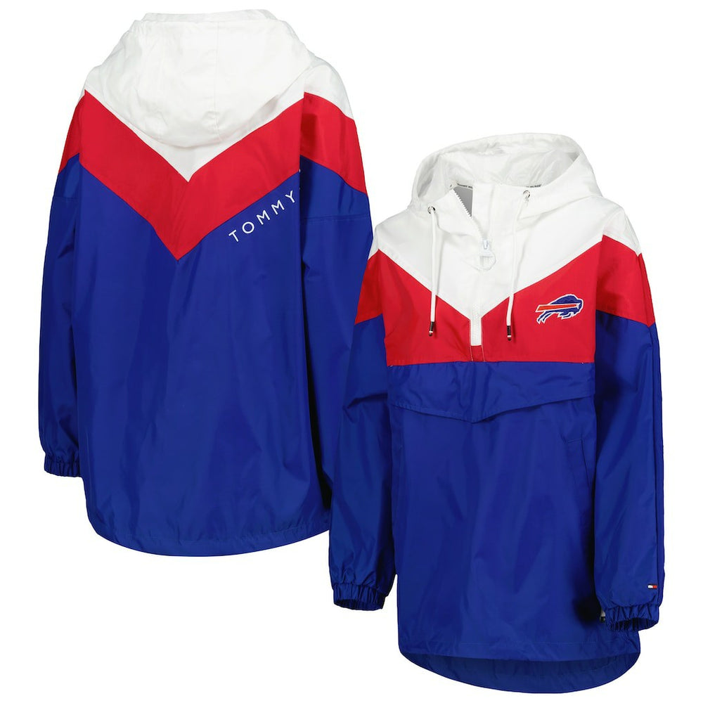Buffalo Bills Tommy Hilfiger Women's Staci Half-Zip Hoodie Windbreaker Jacket White/Red