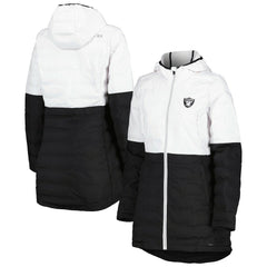Las Vegas Raiders MSX by Michael Strahan Women's Willow Quilted Hoodie Full-Zip Jacket White/Black
