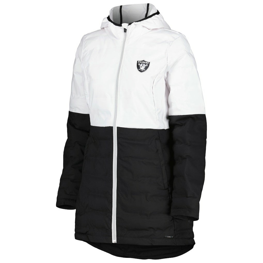 Las Vegas Raiders MSX by Michael Strahan Women's Willow Quilted Hoodie Full-Zip Jacket White/Black