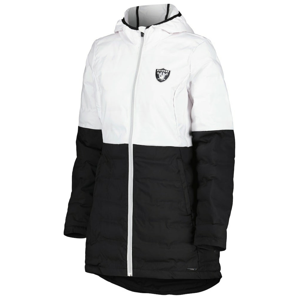 Las Vegas Raiders MSX by Michael Strahan Women's Willow Quilted Hoodie Full-Zip Jacket White/Black