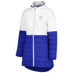 Los Angeles Rams MSX by Michael Strahan Women's Willow Quilted Hoodie Full-Zip Jacket White/Royal